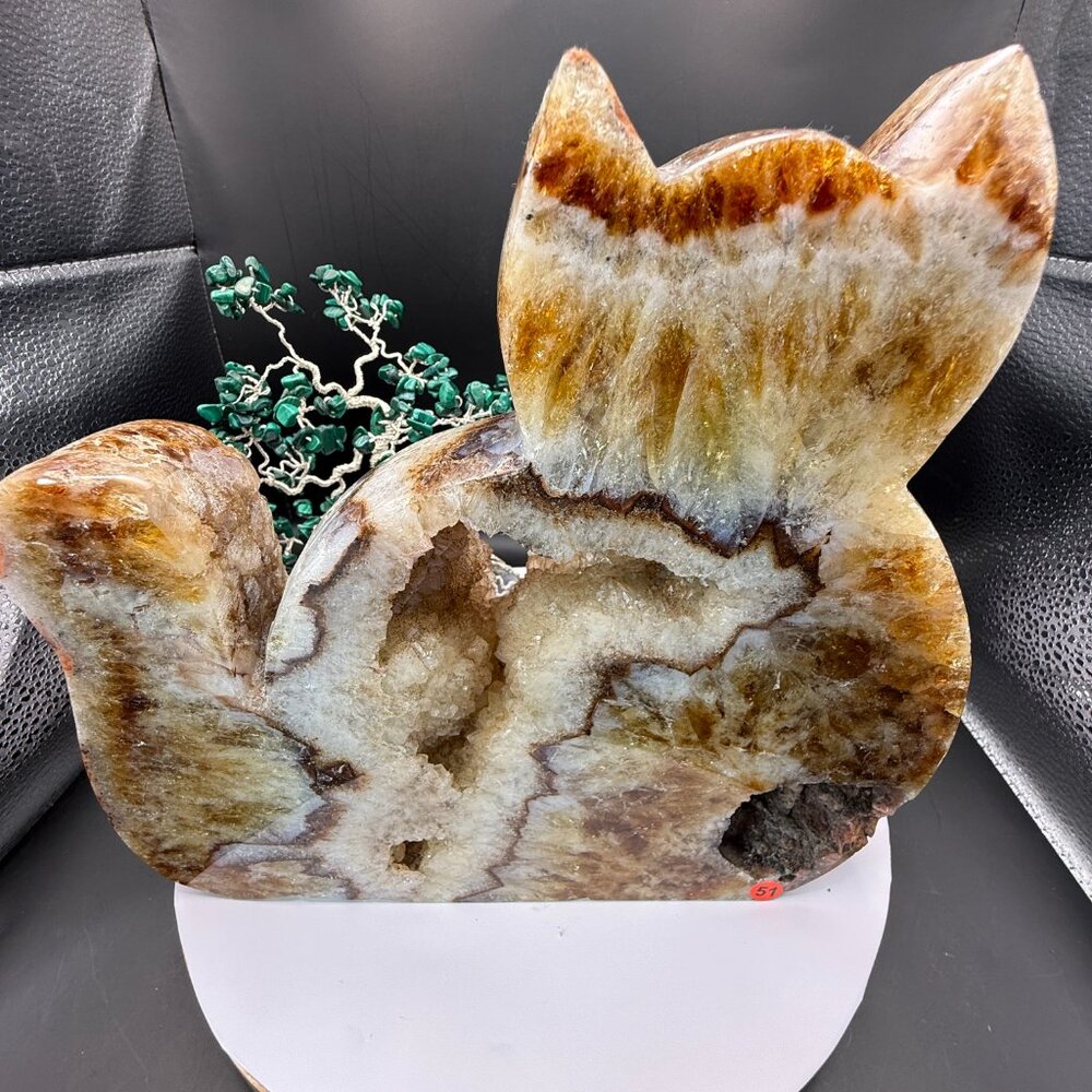 Citrine Cat Carving Extra Large Heat Treated Amethyst Quartz Crystal Animal 51 - Picture 2 of 16